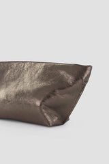 Trapezoid Clutch in Metallic Pewter