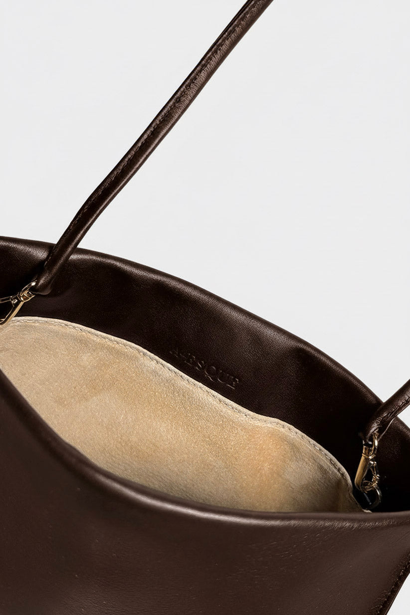 Teardrop Clutch in Smooth Dark Brown