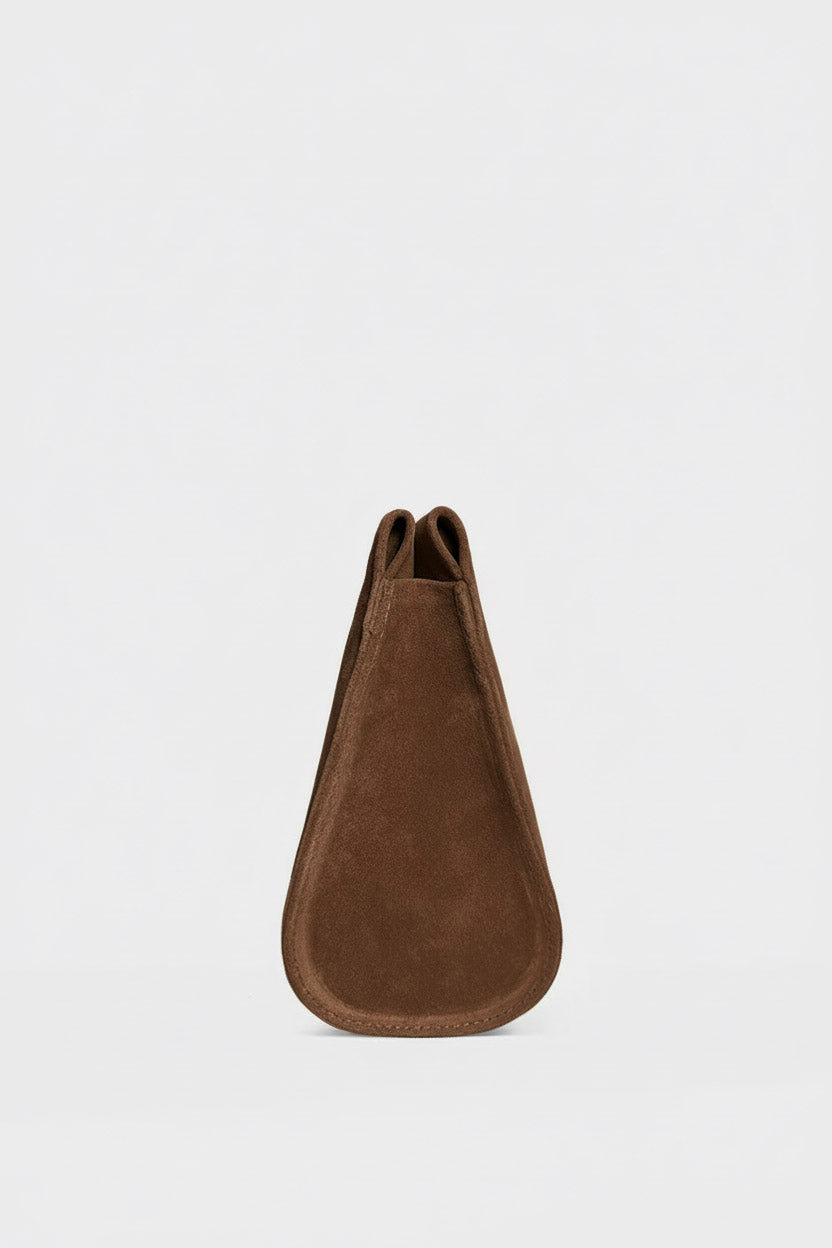 Teardrop Clutch in Suede Chestnut