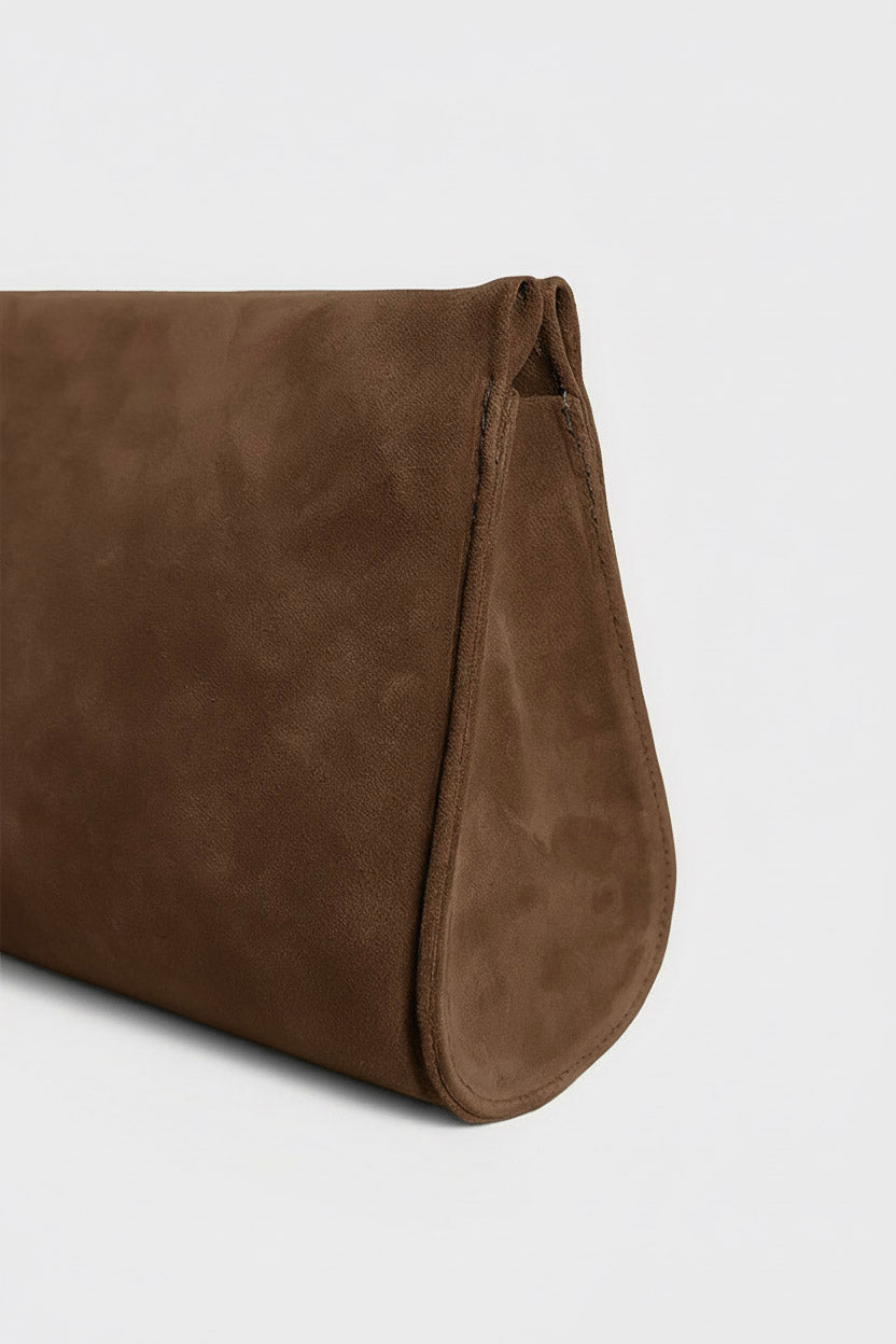 Teardrop Clutch in Suede Chestnut