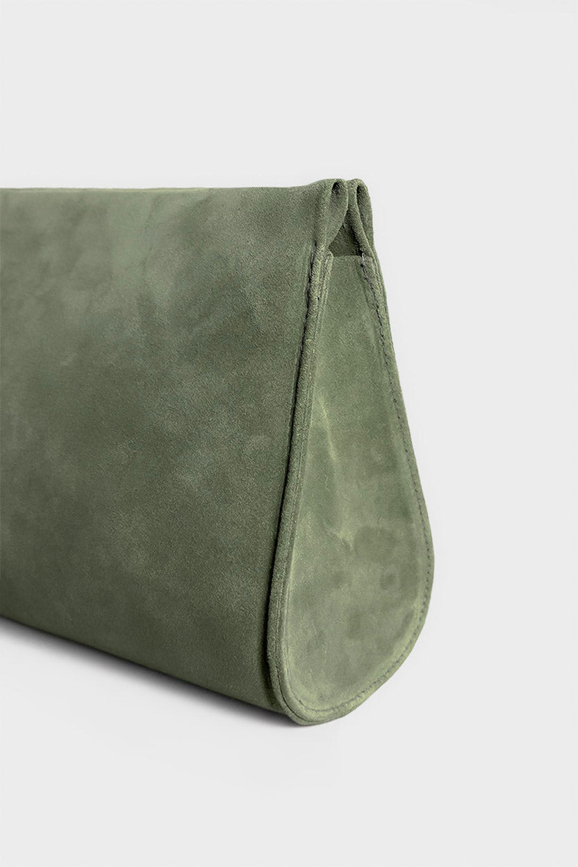 Teardrop Clutch in Suede Forest