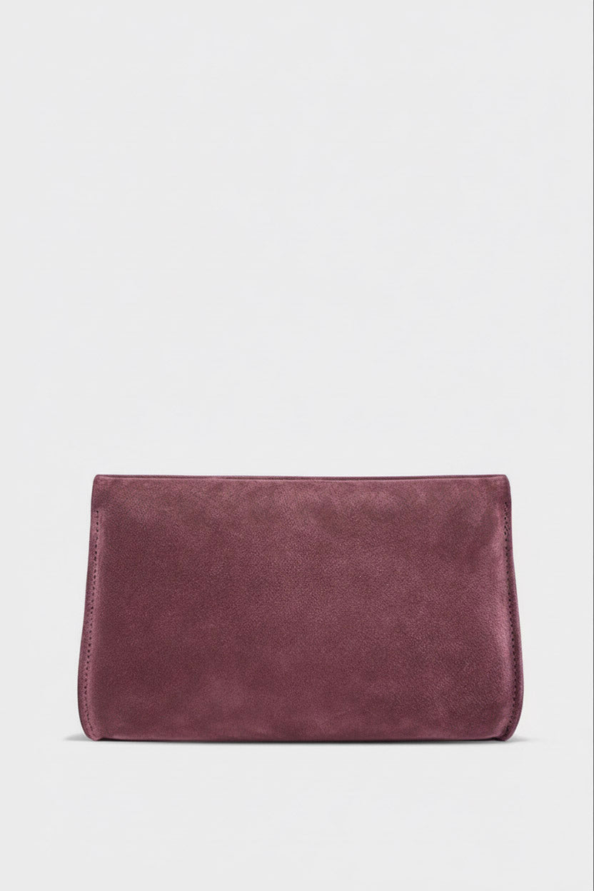 Teardrop Clutch in Suede Plum