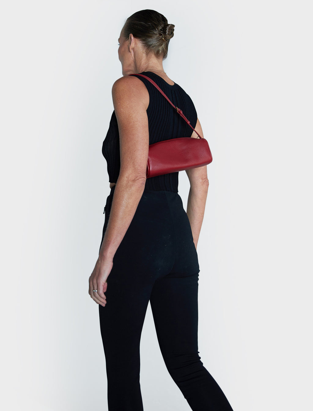 Small Barrel Shoulder Bag Grain Red