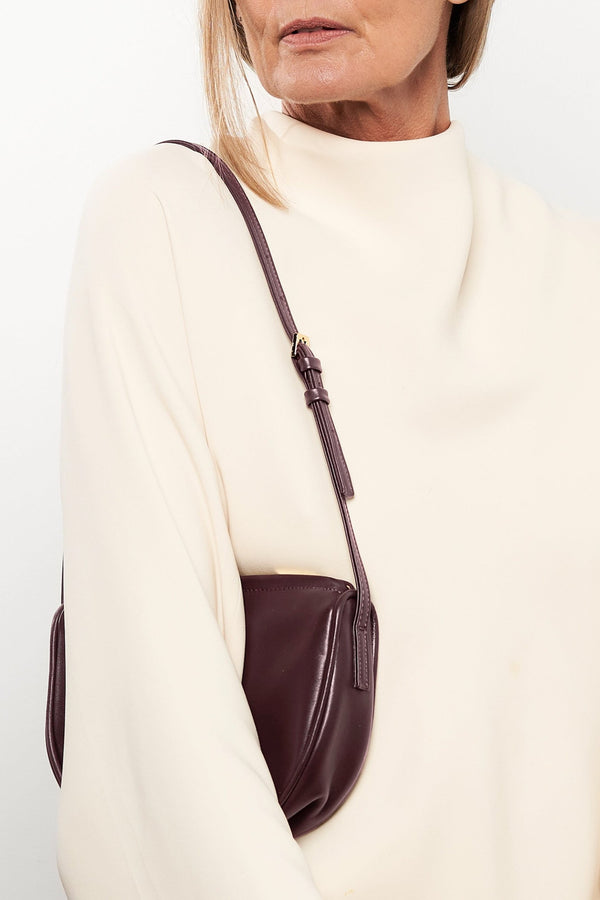 Mini Saddle Shoulder Bag in Smooth Burgundy