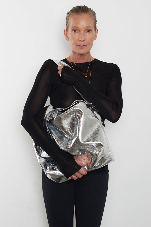 Big Day Shoulder Bag in Metallic Silver