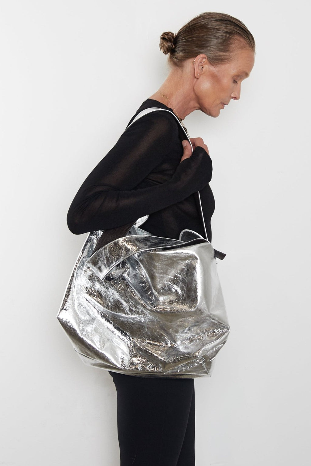 Big Day Shoulder Bag in Metallic Silver