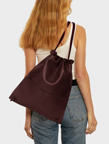 Drawpack Leather Backpack in Smooth Burgundy