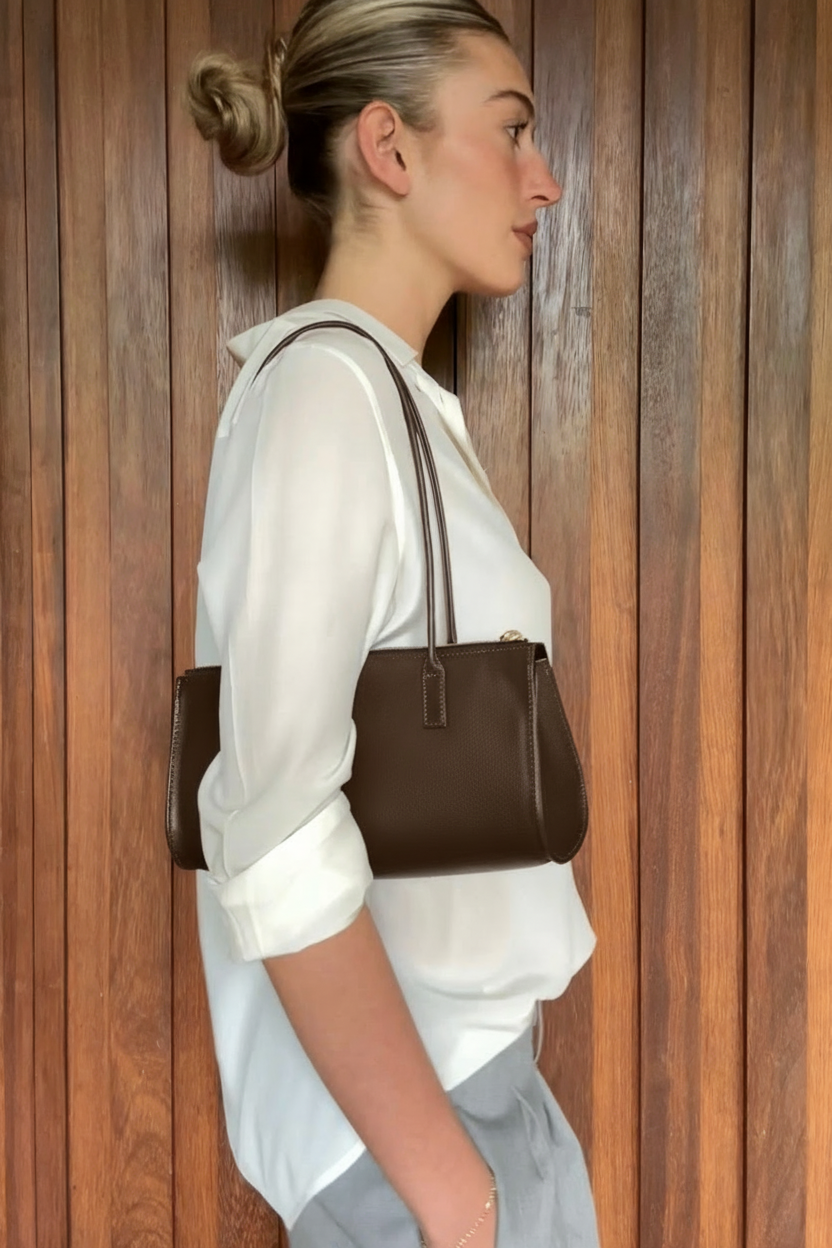 Cylinder Shoulder Bag in Smooth Dark Brown