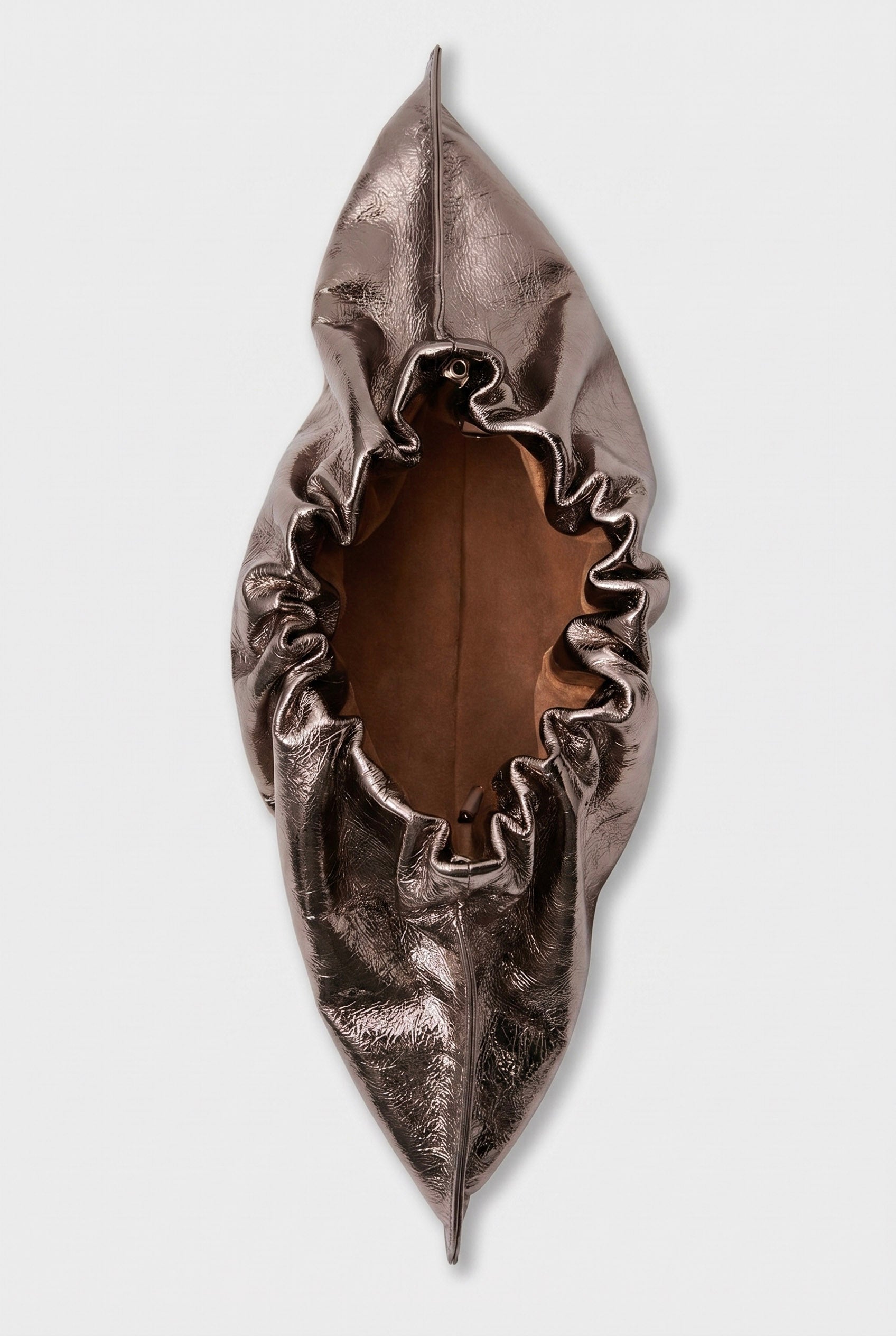 Mini Cloud Clutch in Metallic Brown