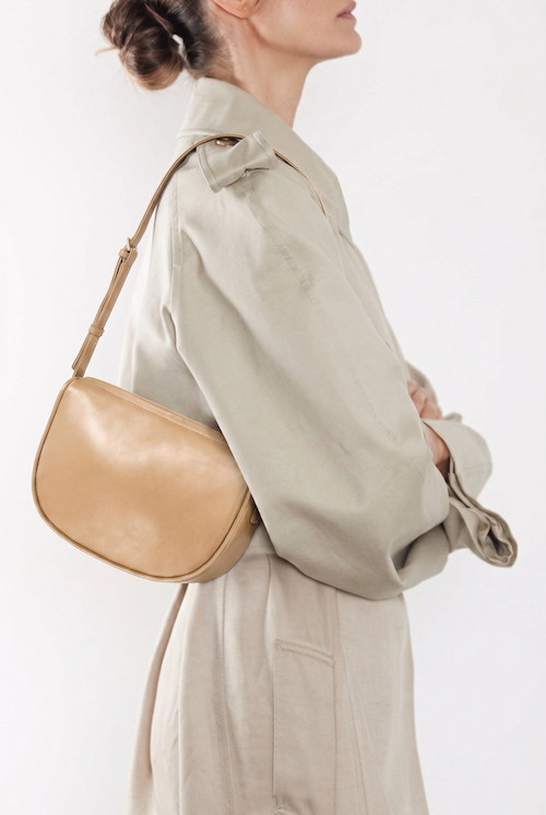Mini Saddle Shoulder Bag in Smooth Beige