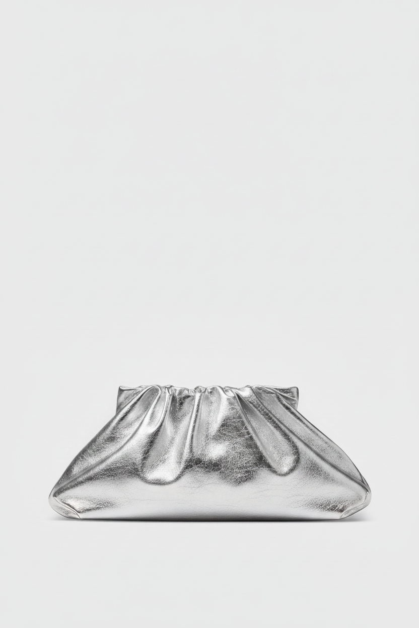 Midi Cloud Bag in Metallic Silver