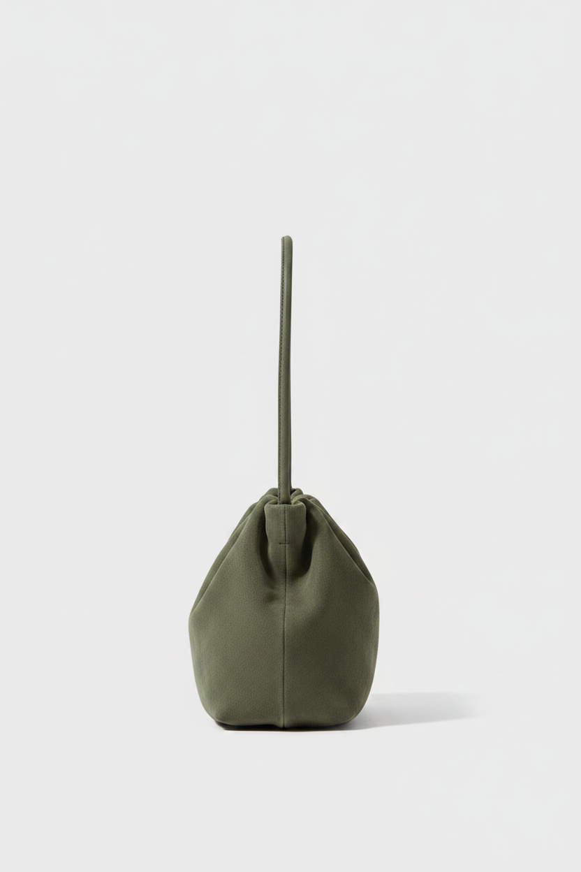 Midi Cloud Bag in Suede Forest - side view