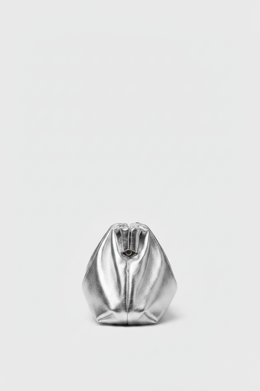 Midi Cloud Bag in Metallic Silver - side view