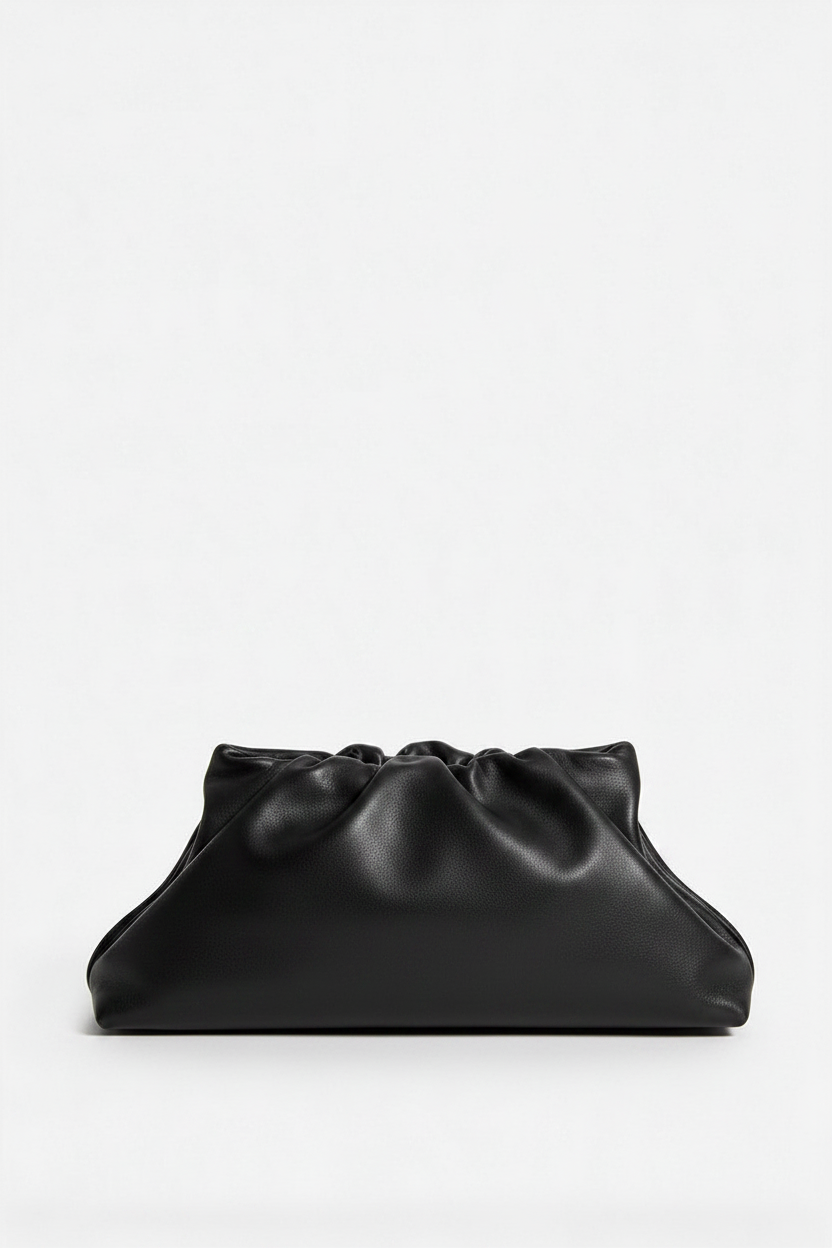 Midi Cloud Bag in Smooth Black - hero front view
