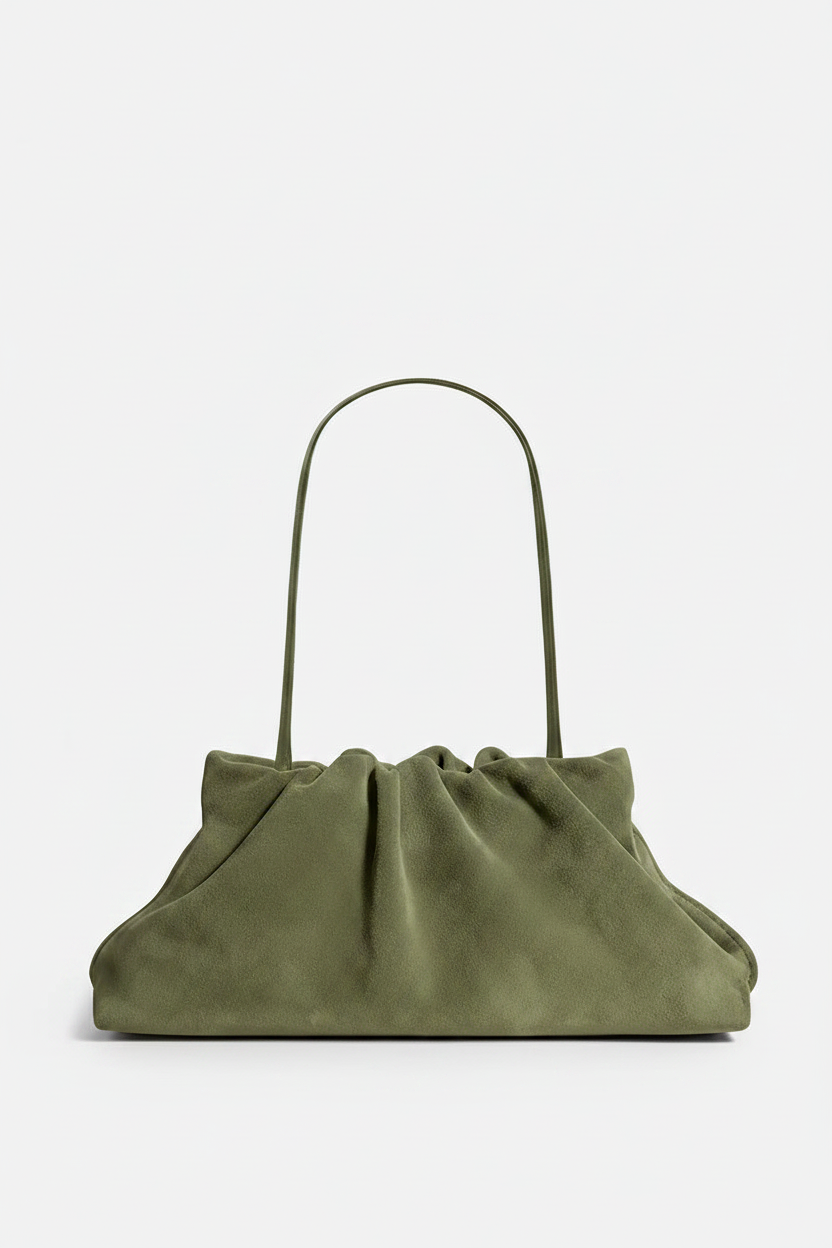 Midi Cloud Bag in Suede Forest - strap view