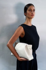 Fold Clutch in Smooth Off White