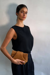 Fold Clutch Mini in Suede Tan