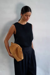 Fold Clutch in Suede Tan