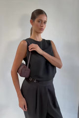 Small Barrel Shoulder Bag in Grain Burgundy