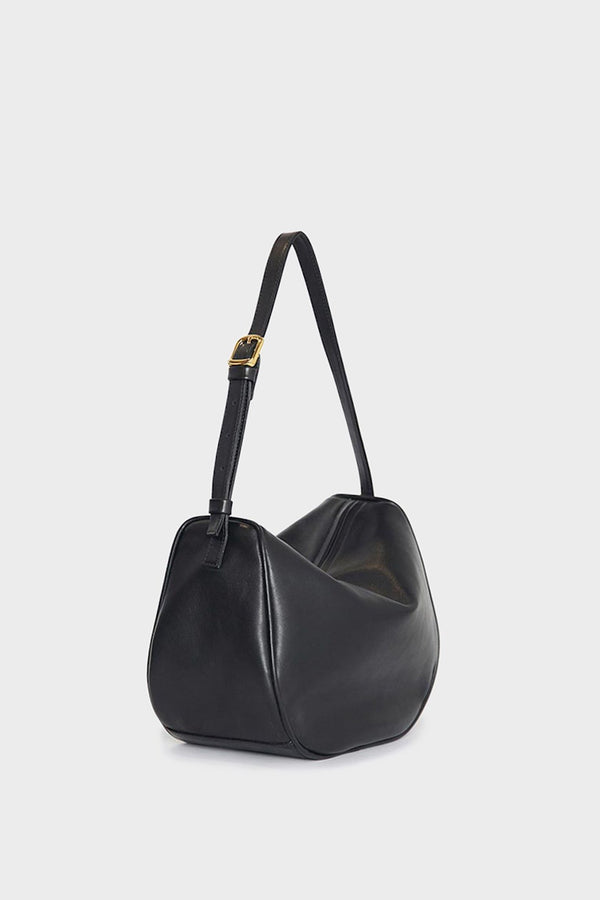 Saddle Shoulder Bag in Smooth Black